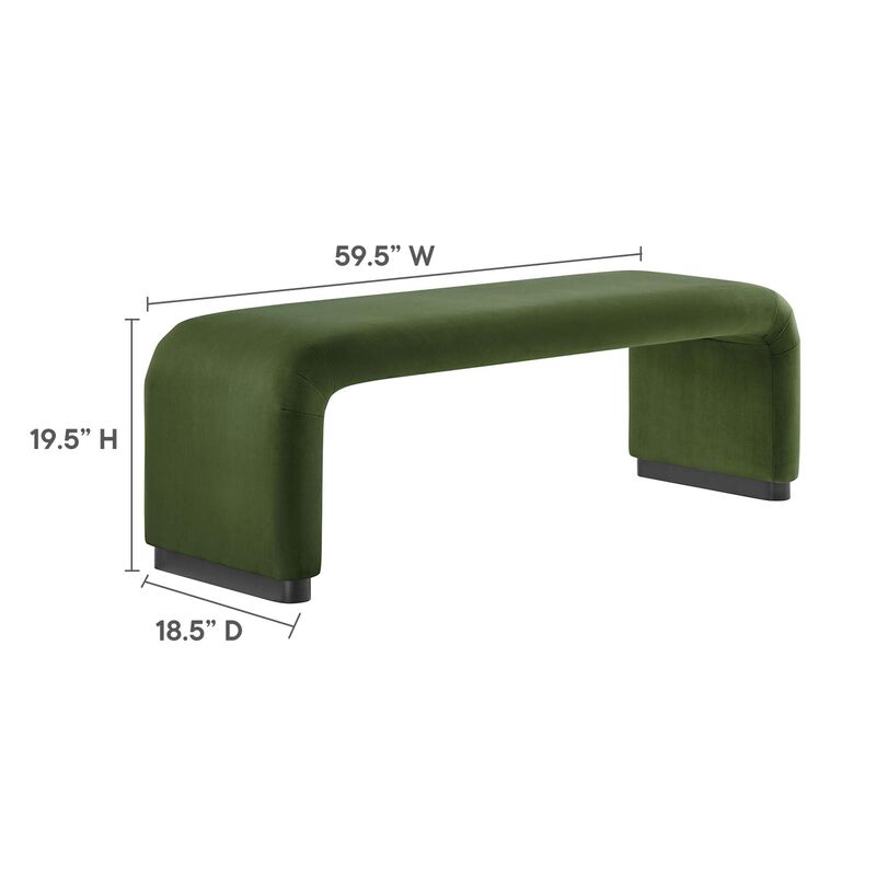 Modway EEI-6734-BRA-CAB Koda Performance Velvet Waterfall Long Bench, Brass Cadet Blue image number 2