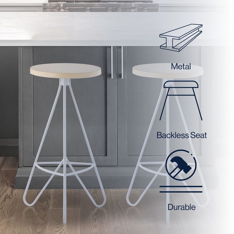 Trinity Modern Industiral Iron Tripod Backless Bar Stool