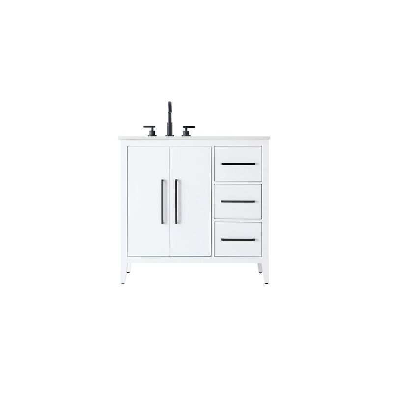 Elegant Kitchen and Bath 36 Inch Single Bathroom Vanity In White