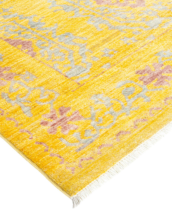 Eclectic, One-of-a-Kind Handmade Area Rug  - Yellow, 12' 3" x 12' 2"