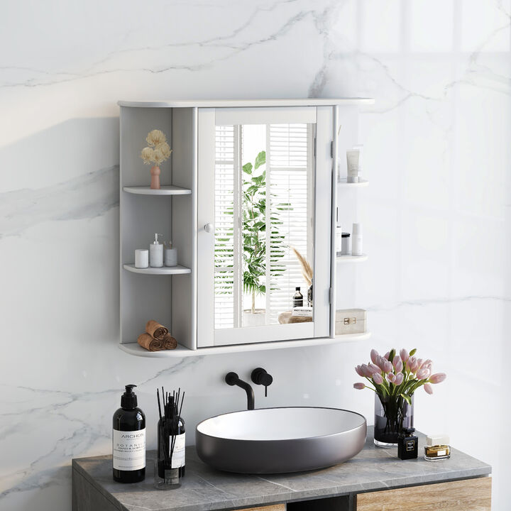 Costway Multipurpose Mount Wall Surface Bathroom Storage Cabinet Mirror White