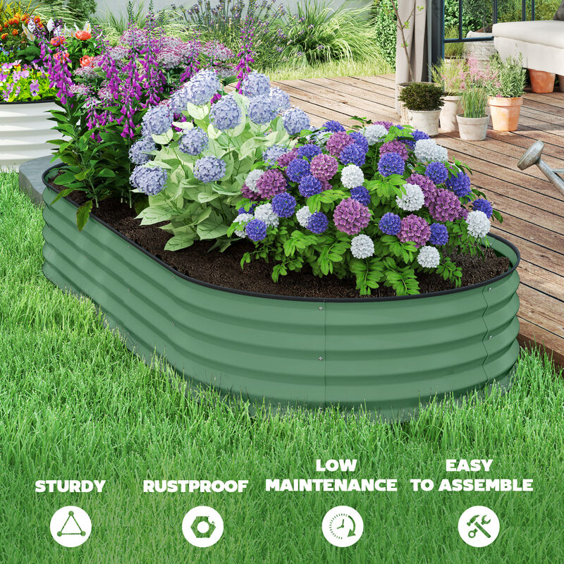 Hivvago 2-Piece Raised Garden Bed Set with Metal Stakes image number 7