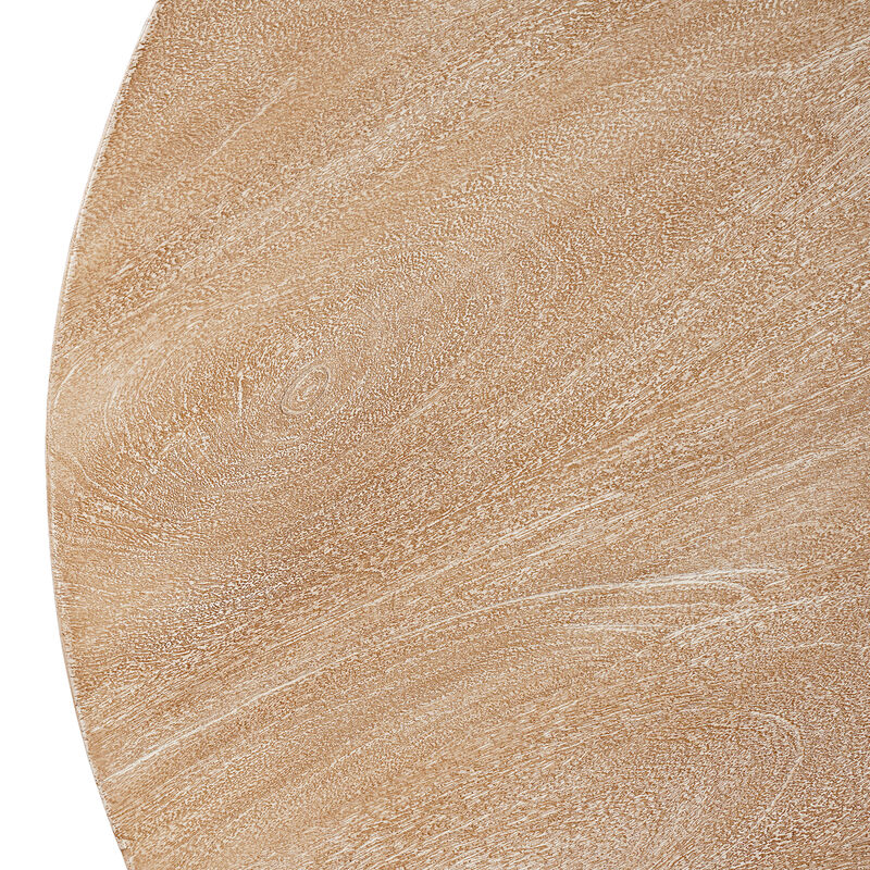 Milan Coffee Table, 32 Inch Round Top, Mango Wood with Sandblasted Natural Brown, Open Sled Base image number 3