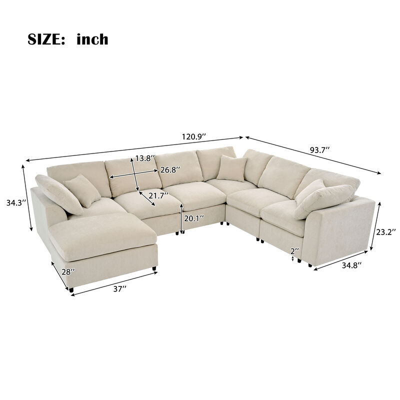 Merax Extra Large 7-Seater Modular Sectional Sofa with L-Shape Design image number 6