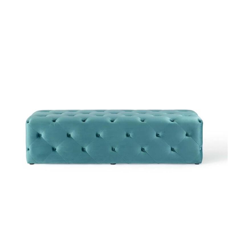 Modway EEI-3770-SEA Anthem 60" Tufted Button Entryway Performance Velvet Bench, Sea Blue image number 3