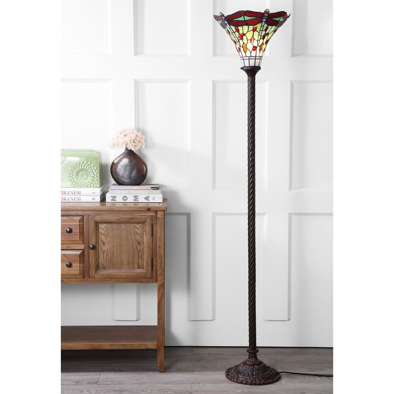 Dragonfly Tiffany Style Torchiere LED Floor Lamp