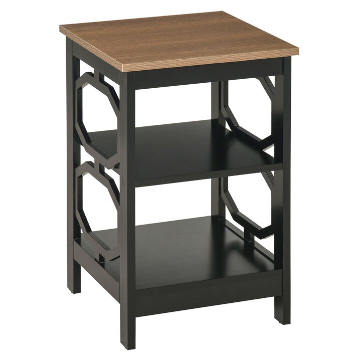 Modern End Table, Accent Side Table with 2 Storage Shelves for Living Room, Bedroom, Black