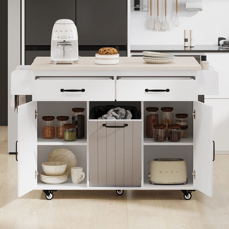 Merax Rolling Kitchen Island on Wheels with Adjustable Shelf