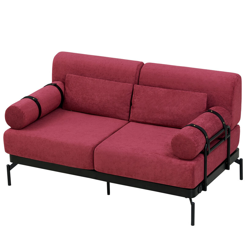 Merax Modern Loveseat Sofa with USB Ports 2-Seater Contemporary Couch with Cylindrical Armrests for Living Room