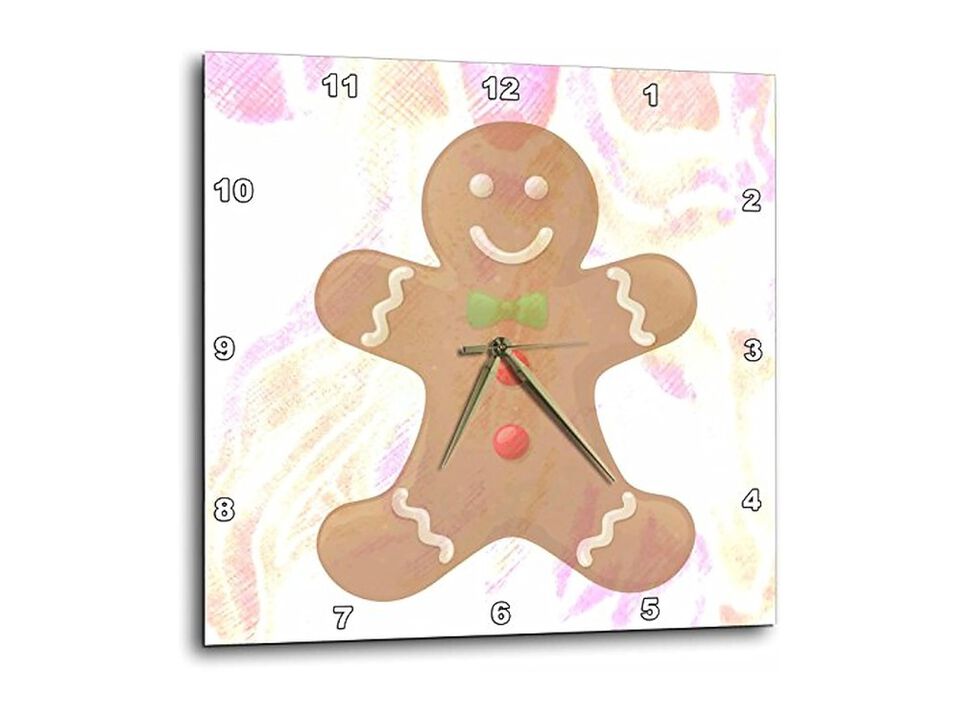 Pastels Gingerbread Man Cookie Wall Clock 15 Inch Home Decor