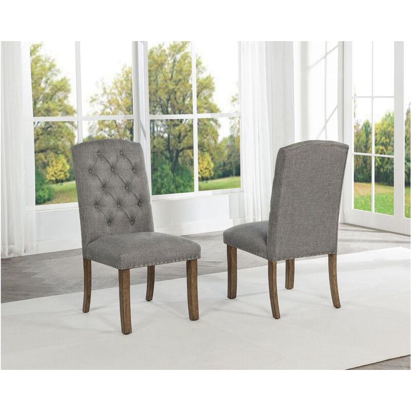 Best Quality Furniture Beige Dining Chair With Linen Fabric (Set Of 2)