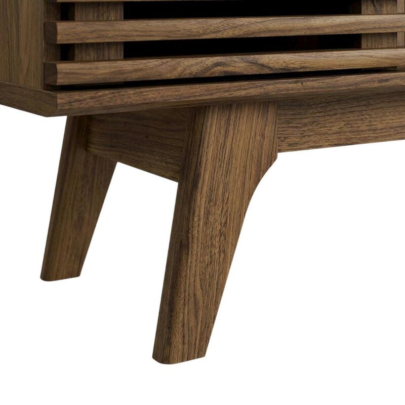 Wooden brown media console, 46-inch top, sturdy legs, modern living spaces image number 6