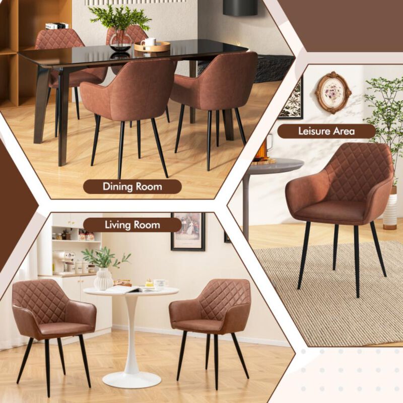 Hivvago Leisure Dining Chair Set of 2 with Curved Backrest and Wide Seat