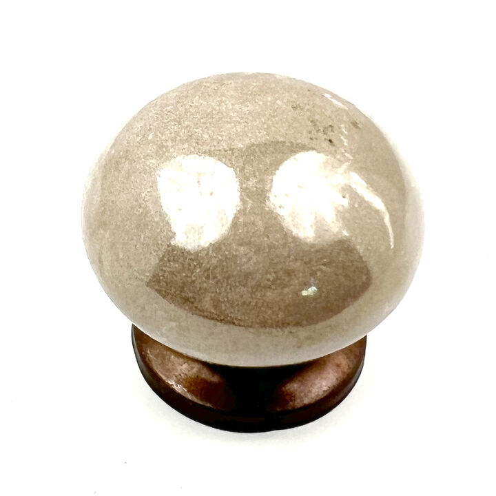 HomeRoots Set of Six Tan Mushroom Knob Ceramic Drawer Pull Knobs
