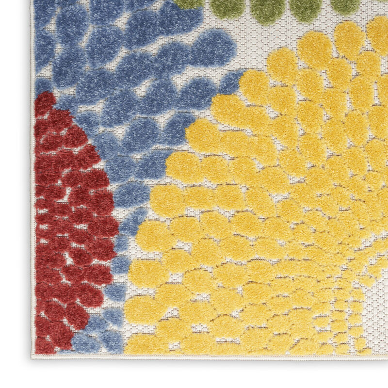 HomeRoots 6' Blue Yellow Blue Red And Green Medallion Indoor Outdoor Area Rug image number 3