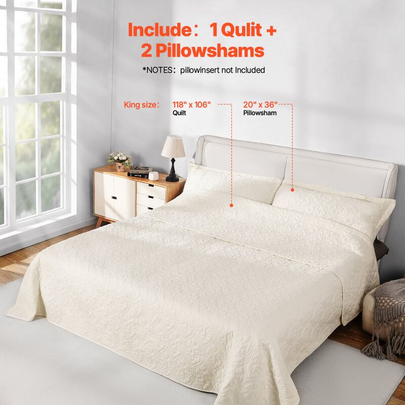King Quilt Set 3 Piece, Lightweight Cotton Bedding Set with Pillow Shams image number 4