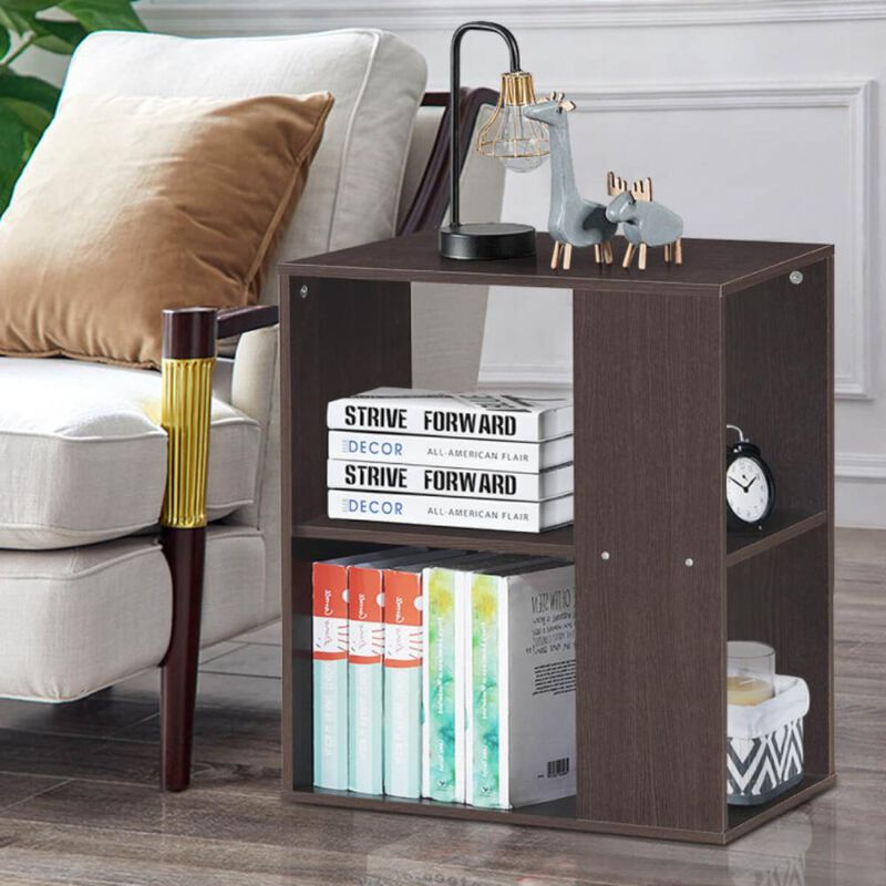 Hivvago 2-Tier Side End Table with Storage Shelves