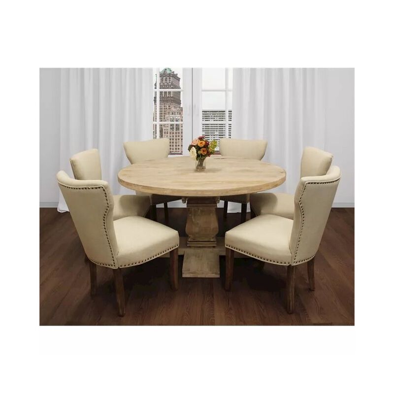 Alex Hamilton Transitional Jill Side Chair In Ivory Weave Fabric 2-Piece Set