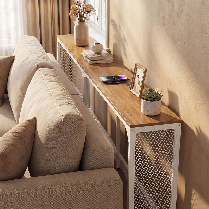 Slim Console Table with Built In Power Outlet for Entryway image number 3