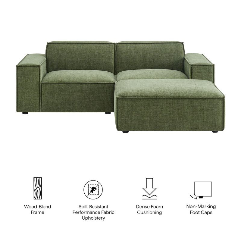 Restore 3-Piece Performance Fabric Upholstered Modular Loveseat with Ottoman image number 1