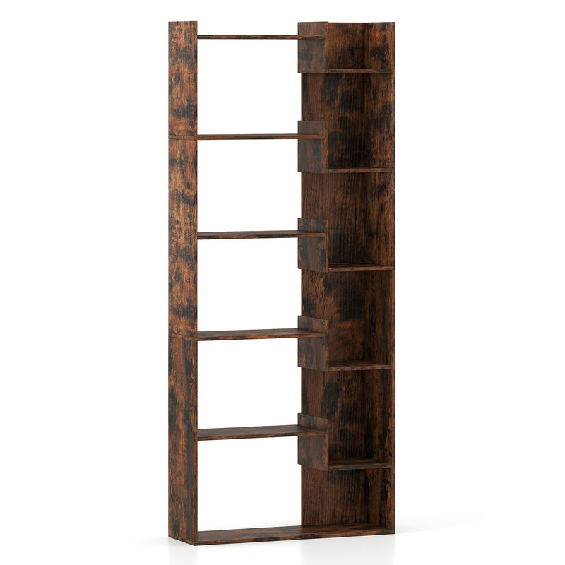 6-Tier Wooden Bookshelf with Open Shelves and 2 Anti-Tipping Kits Included