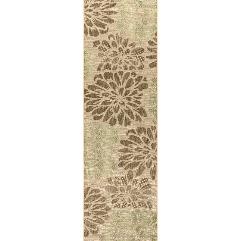Zinnia Modern Floral Textured Weave Indoor/Outdoor Area Rug