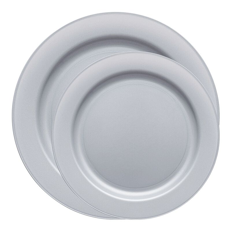 Matte Steel Gray Round Plastic Dinnerware Value Set (40 Sets) image number 0