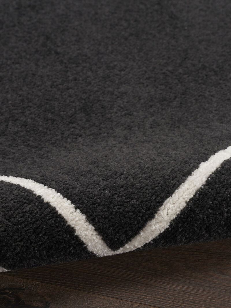 Nourison Essentials NRE02 Black/Ivory 5' x Square Rug image number 7