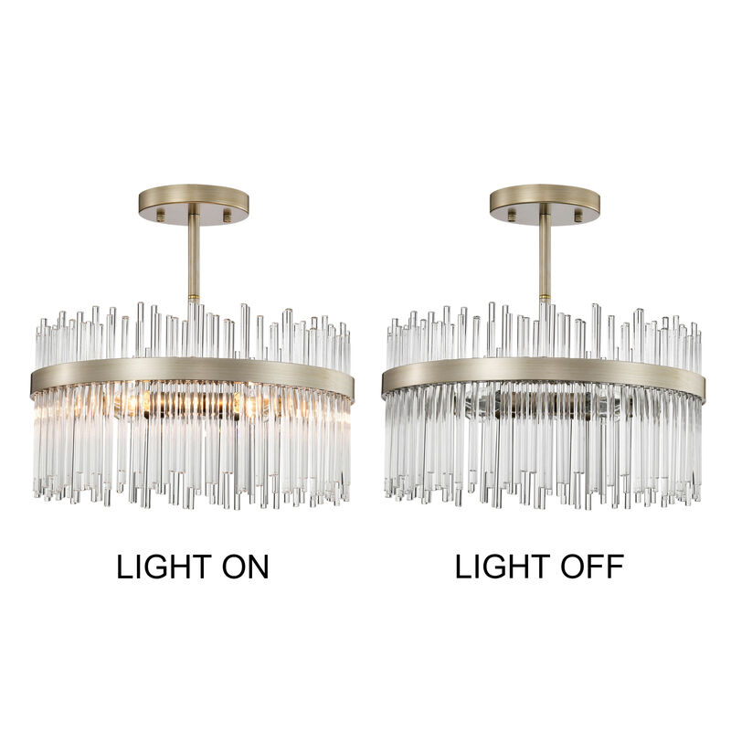 Alda 4-light Brushed Silver-ish Champagne Clear Glass Bars Flush Mount image number 8