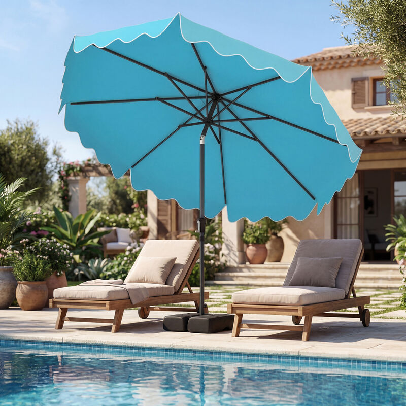 9 Feet Patio Umbrella with Weighted Base and Sandbags image number 1