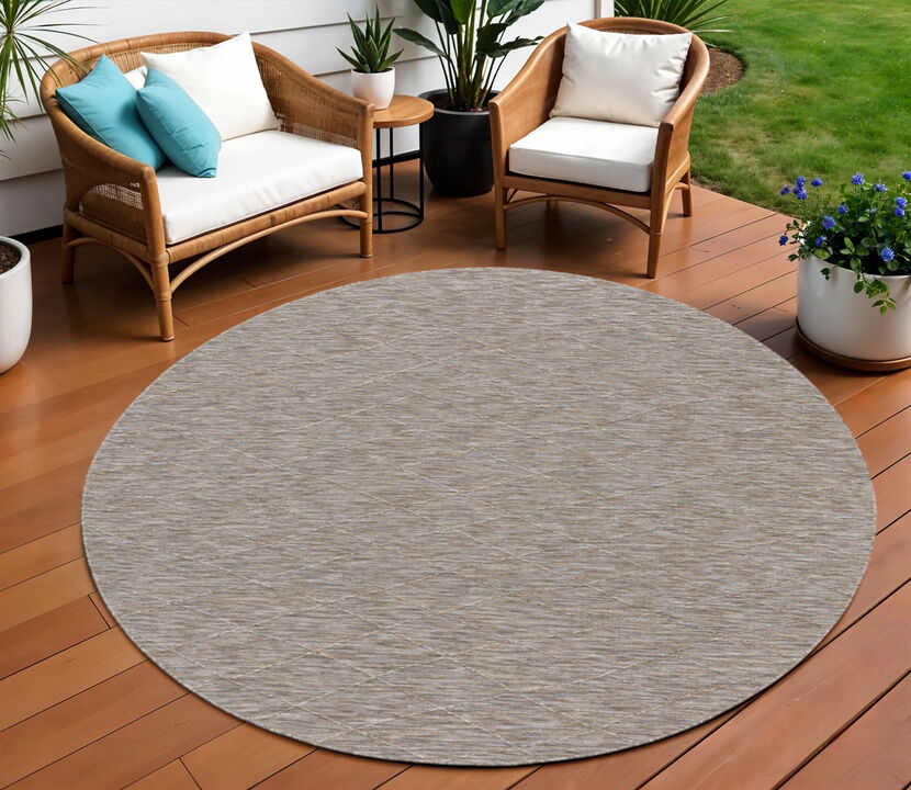 HomeRoots Round Geometric Indoor Outdoor Area Rug