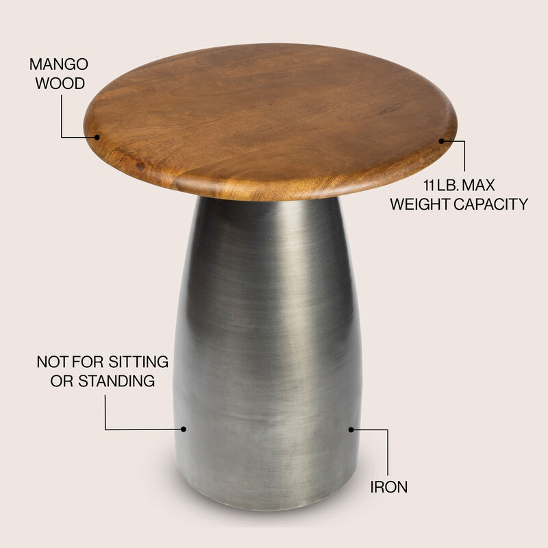 Otto 18" Modern Rustic Round Wood/Metal Accent Table