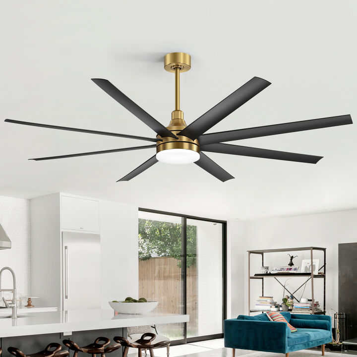 Breezary 65 in Ceiling Fan with Light, 8 ABS Blades, Remote Control, Reversible DC Motor, 6 Speeds
