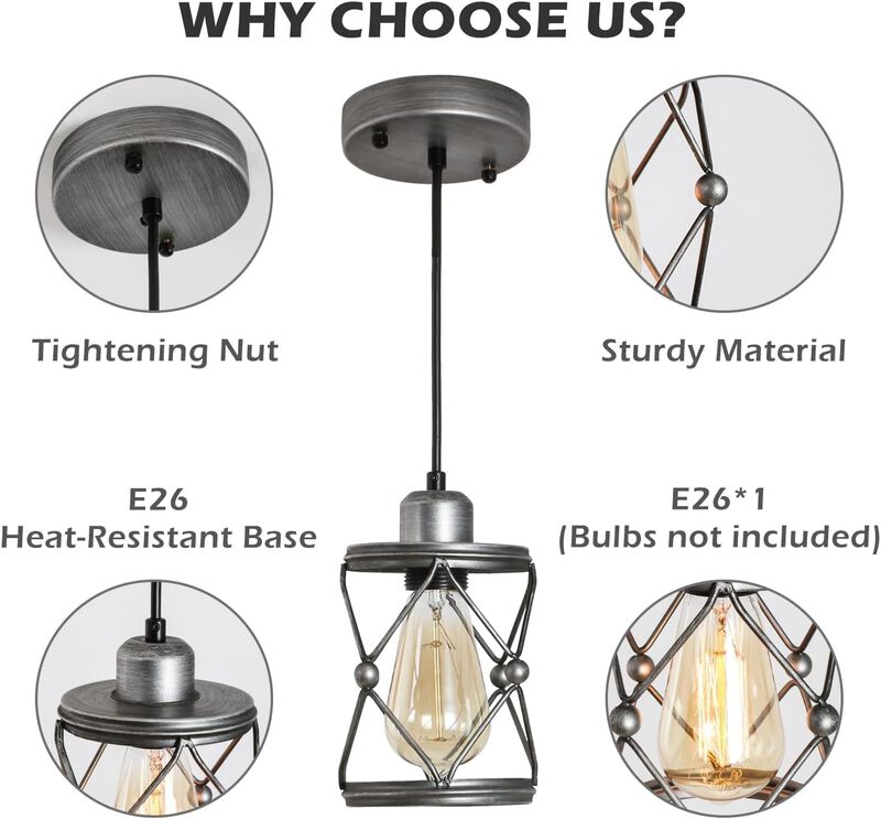Industrial Pendant Lighting for Kitchen Island, Dining Room, and Bedroom