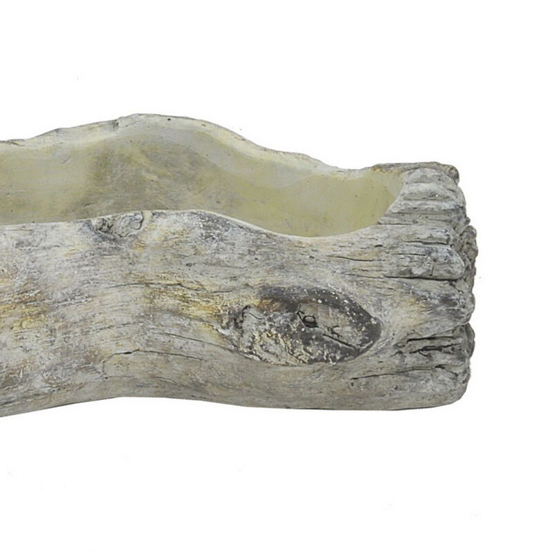 Decorative Faux Log Planter, Driftwood Style Terracotta, 13 Inch Gray image number 3