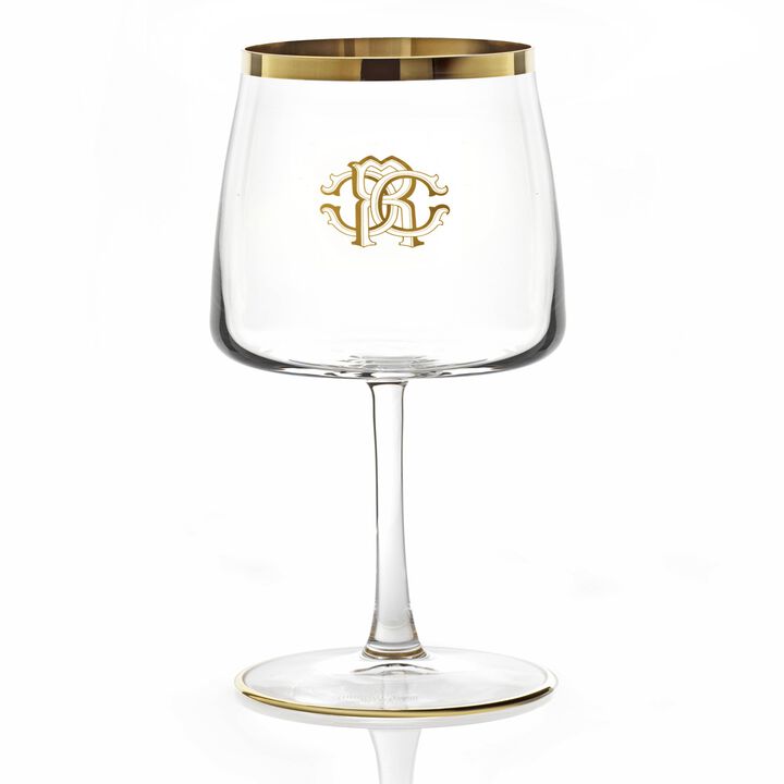 Wine Goblet NEW MONOGRAM  Gold 14.5 oz, H 8.5"