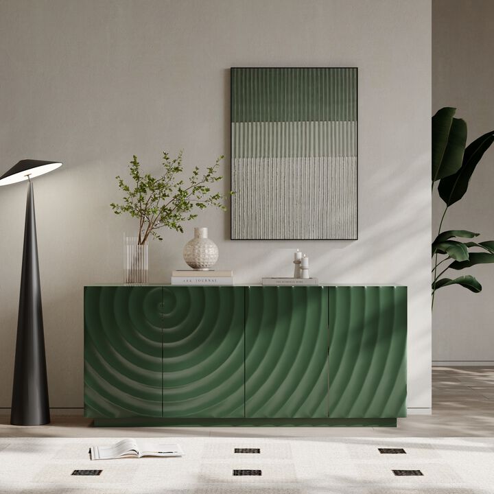 TATEUS 4 Doors Modern Accent Storage Sideboard, 59" Wide Luxurious Freestanding Floor Cabinet with Anti-Dumping