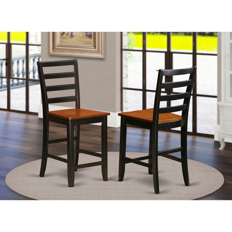 East West Furniture Fairwinds  Stool with  lader  back in Black  &  Cherry,  Set  of  2