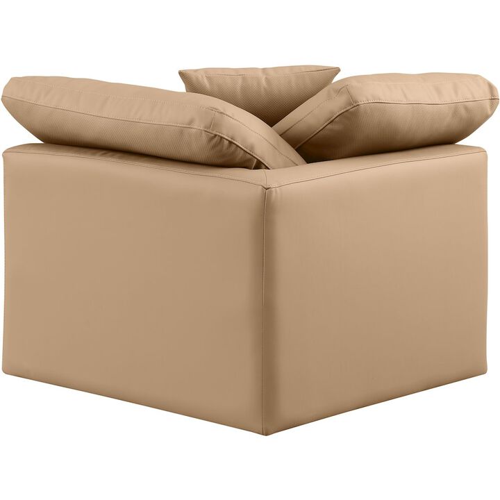 Meridian Furniture Indulge Tan Vegan Leather Corner Chair