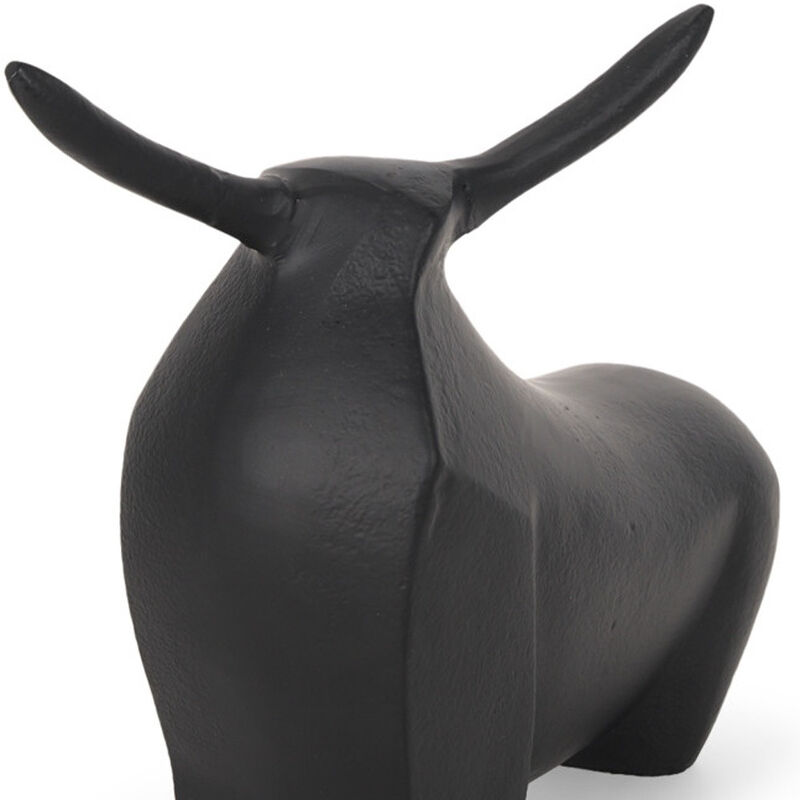HomeRoots 8" Black Aluminum Bull Tabletop Sculpture image number 2