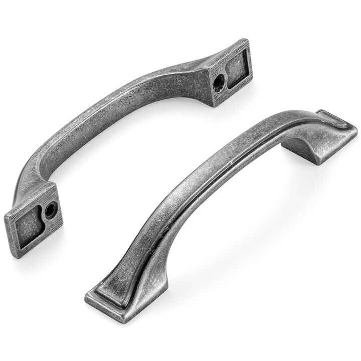 KOOFIZO Square Foot Craftsman Vintage Cabinet Pull - Antique Iron Bow Handle, 3 Inch/76mm Screw Spacing, 10-Pack Retro Hardware