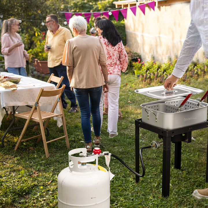 OuterMust 58,000 BTU Outdoor Fish Fryer with Baskets and Lid, 18 Qt. Propane Deep Fryer and 2 Inner Baskets