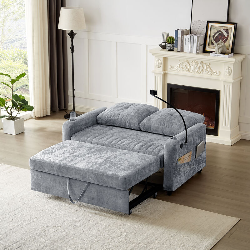 Merax Modern Loveseat Pull-out Sofa Bed with Cup Holders
