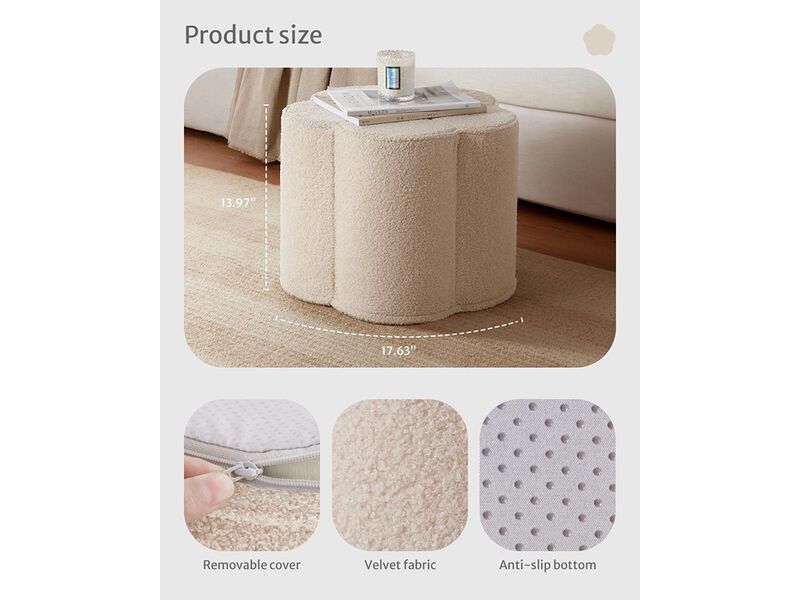 Blissful Diary Flower  Comfy Floral Ottoman for Living Room