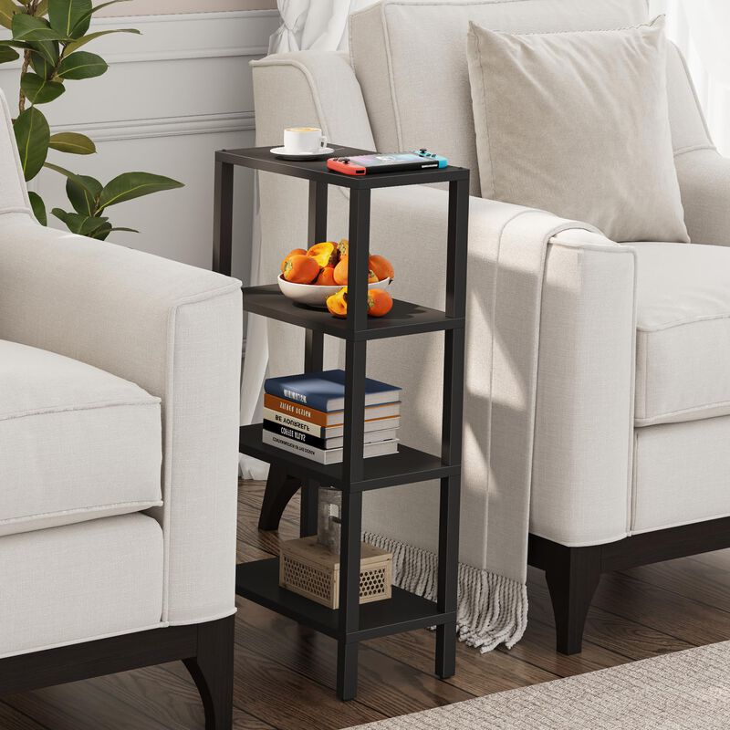 TUTOTAK Small Side Table, Narrow End Table, Skinny Sofa Table, Slim Nightstand, Couch Table, Living Room, Bed Room, Black TB01BK