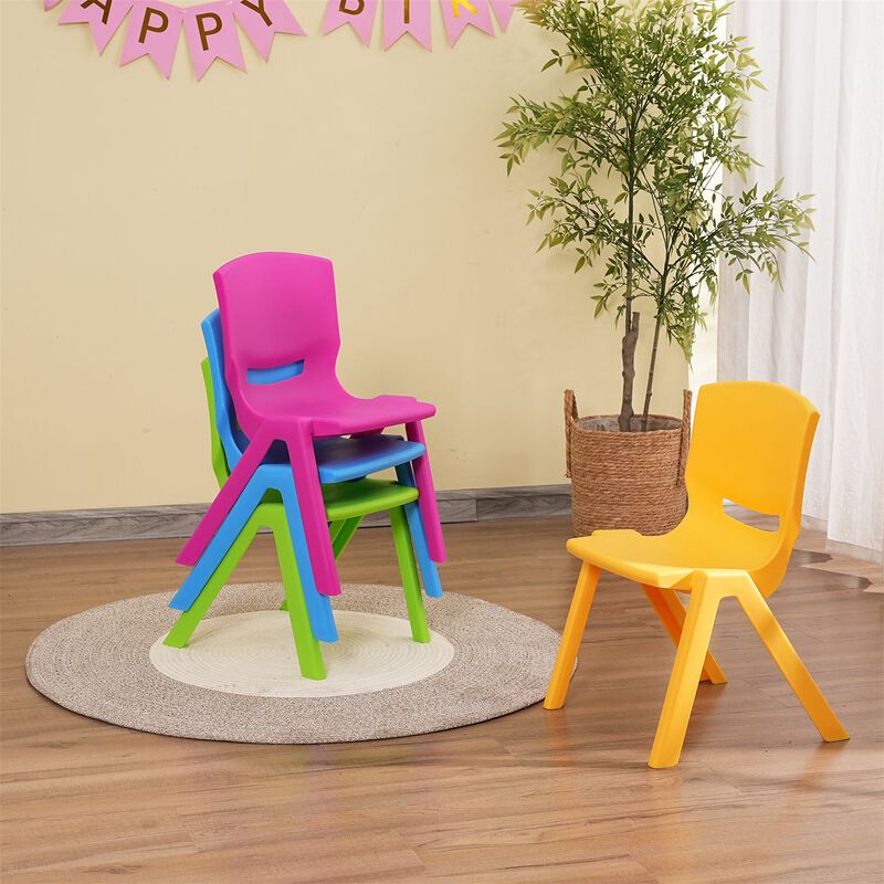CLIHOME Lightweight Plastic Kids Chair with 11.8" H Seat for Preschool and Toddlers Children Backrest stackable Chair image number 3