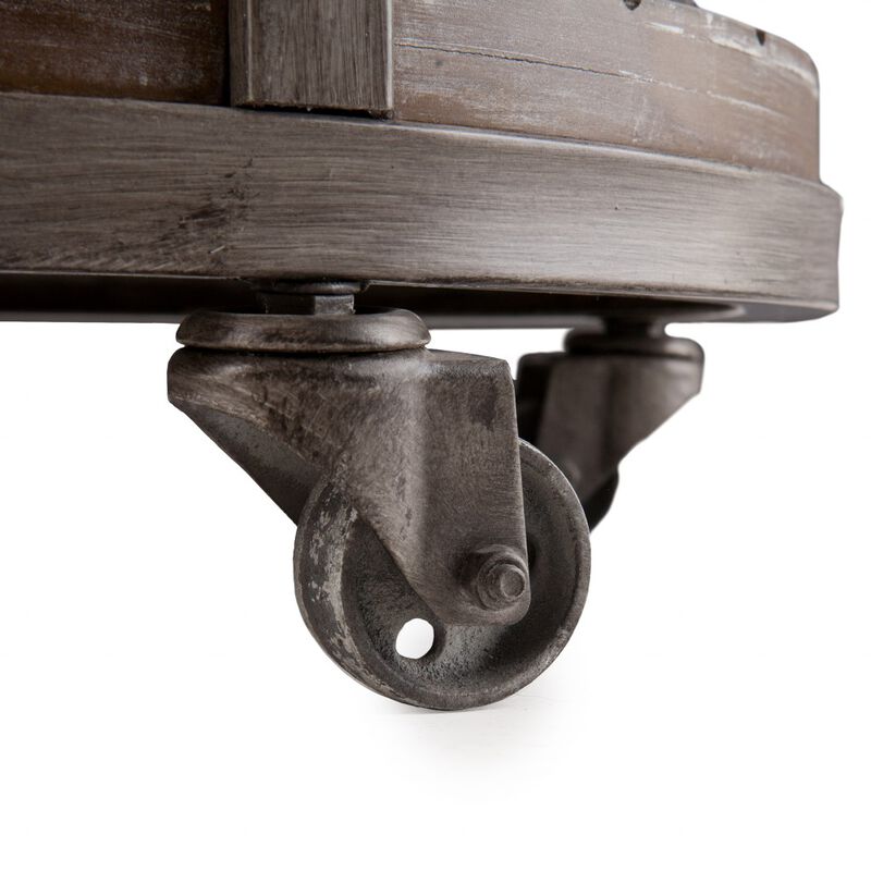 Hivvago 24 Inch Brown Manufactured Wood And Iron Round End Table With Shelf