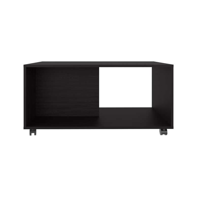 Denton Coffee Table, 4 Wheels, 1 Shelf, Black