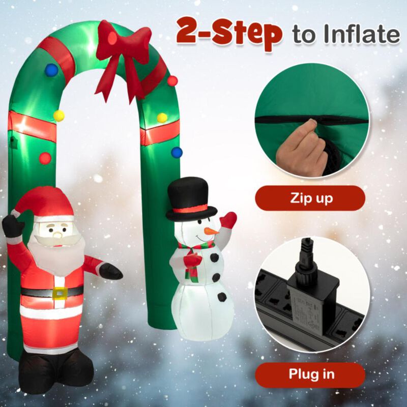 Hivvago 8 Feet Christmas Inflatable Archway with Santa Claus and Snowman