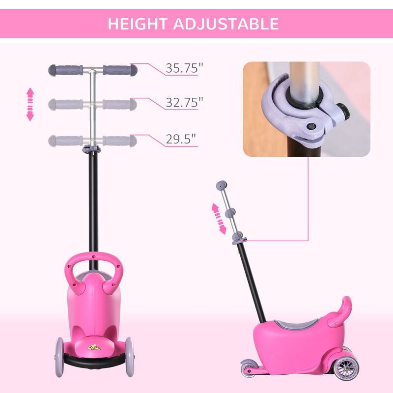 BreeBe 3-in-1 Ride On Push Car, Kids Scooter, Sliding Walker, Push Rider, with Adjustable Handlebar, 3 Balanced Wheels, Removable Storage Seat image number 4